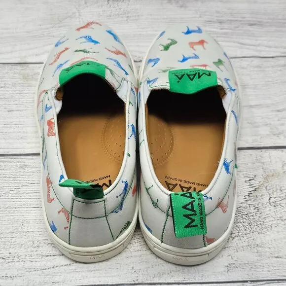 NEW! MAA Boys‎ Zebra Handmade Cow Leather Sneakers Size Big Kids 4/EU 36