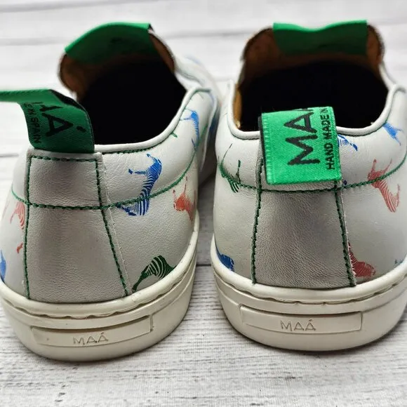 NEW! MAA Boys‎ Zebra Handmade Cow Leather Sneakers Size Big Kids 4/EU 36