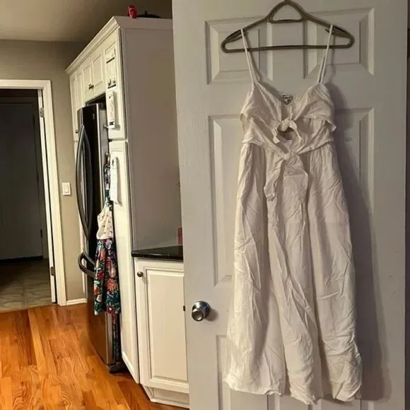 New Madewell Double-Tie Cutout Sweetheart Midi Dress Size 2 Eyelet White