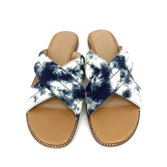 NEW Madewell Skyler Slide On Sandals Blue Tie Dye Size 9.5