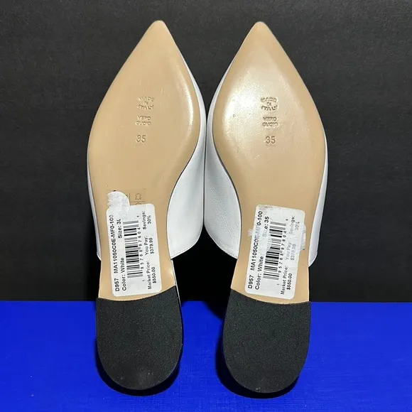 🔥🔥🔥NEW Moschino White Leather Logo Pointy Mules Sandals