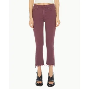 NEW MOTHER the insider crop step fray pants in mauve wine