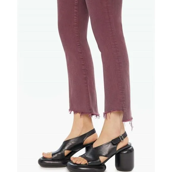 NEW MOTHER the insider crop step fray pants in mauve wine