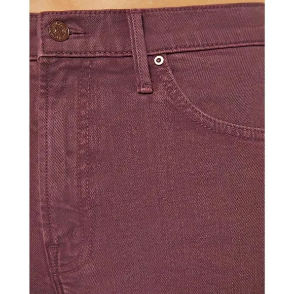 NEW MOTHER the insider crop step fray pants in mauve wine