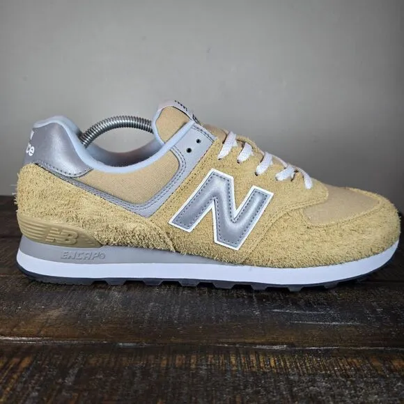 NEW New Balance 574 Mens Size 10.5 D Running Shoes U574PGW Yellow Gray White