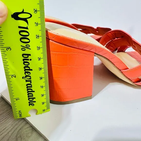 NEW NINE WEST Block Heel Sandal Mule Slide Slip On Croc Kindee Bright Vacation