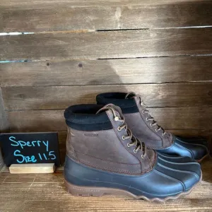 New NWOB Mens Sperry Brewster Waterproof Brown Leather Duck‎ Boots Size 11.5 M