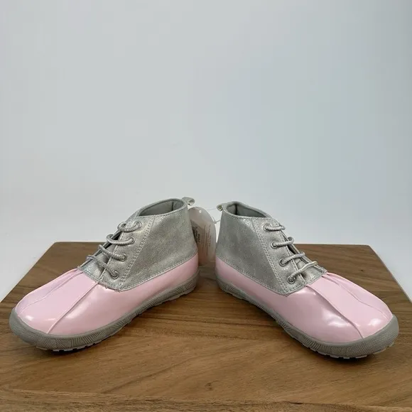 New NWT Girls Baby Deer Jude Gray Pink Waterproof Ankle Duck Boots Size 12 C
