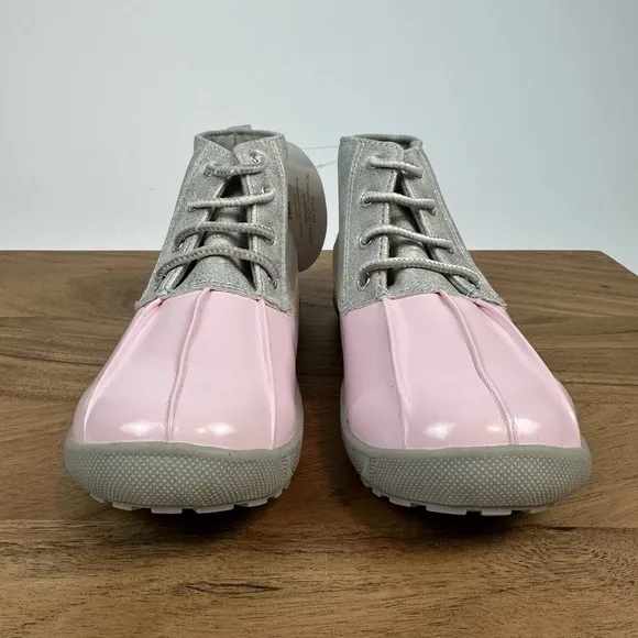 New NWT Girls Baby Deer Jude Gray Pink Waterproof Ankle Duck Boots Size 12 C
