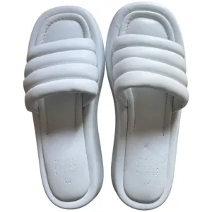 New! P448 Fergie Slip On Open Toe Leather Slide Sandals