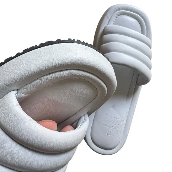 New! P448 Fergie Slip On Open Toe Leather Slide Sandals