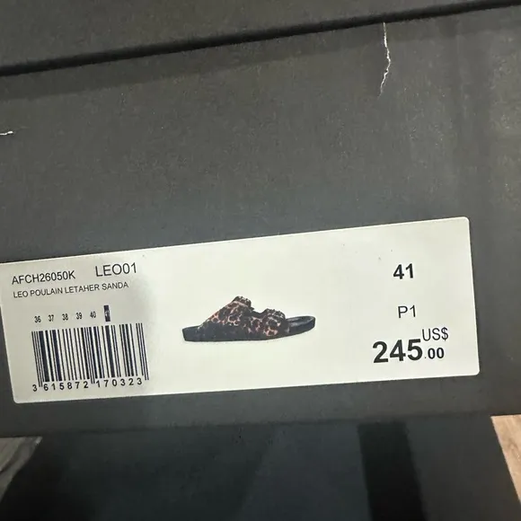 NEW SIZE 10 The Kooples Leopard Print Slide Sandals Brown and Black