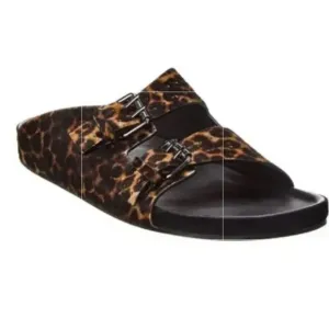 NEW SIZE 10 The Kooples Leopard Print Slide Sandals Brown and Black