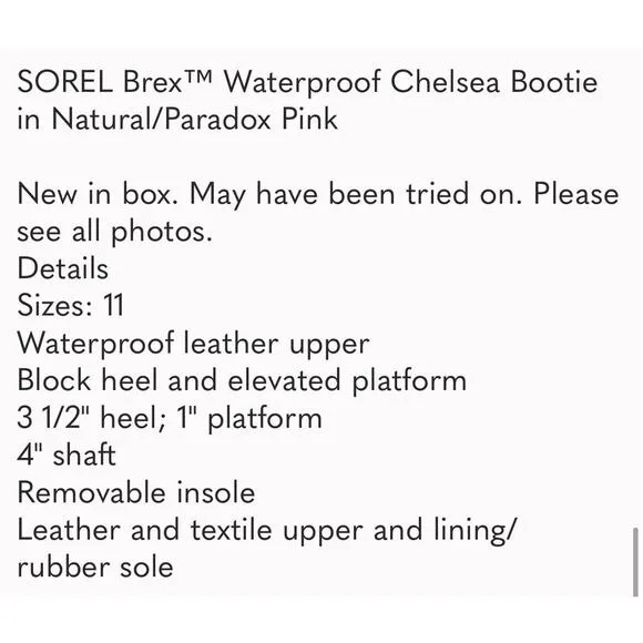 NEW Sorel Women's Brex Heel Chelsea Bootie Ceramic/Orange Size 11 New In Box