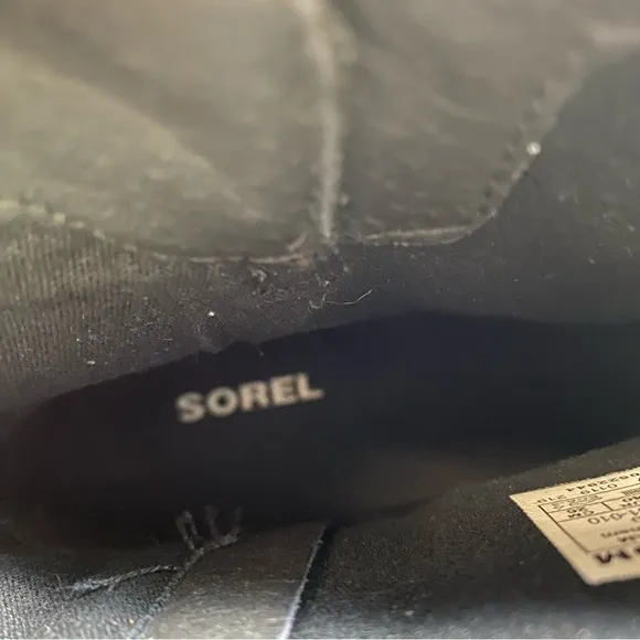 New Sorel Womens Cate Bootie Ankle Boots Black Leather Block Heel Waterproof 9