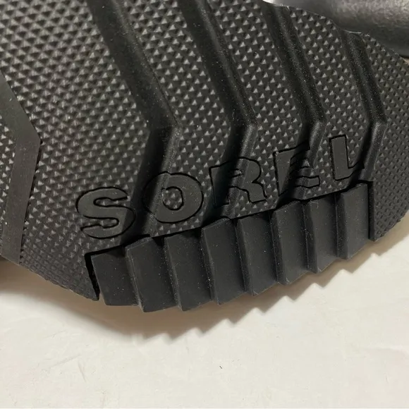 New Sorel Womens Cate Bootie Ankle Boots Black Leather Block Heel Waterproof 9