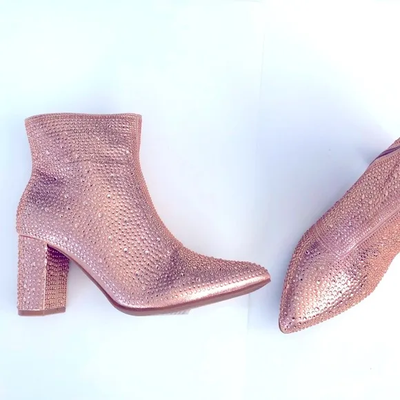 New Sparkle Glam Rosegold Rhinestone Boots