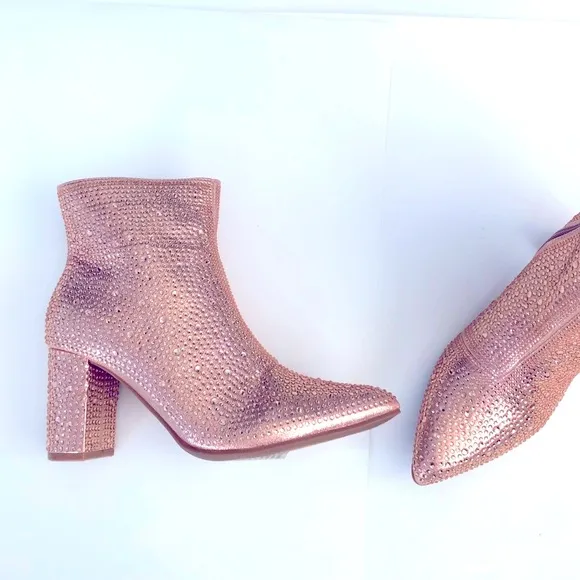 New Sparkle Glam Rosegold Rhinestone Boots