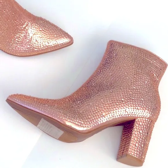 New Sparkle Glam Rosegold Rhinestone Boots