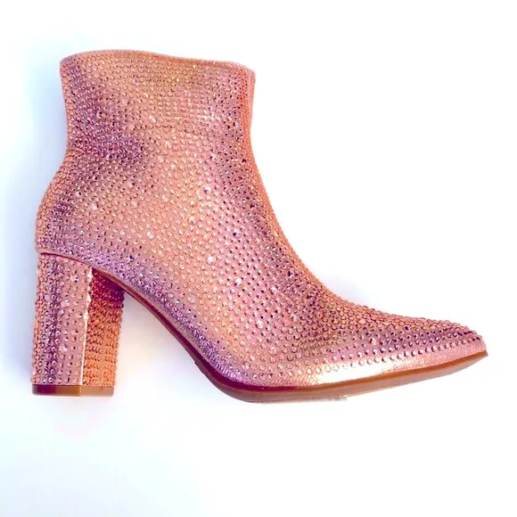New Sparkle Glam Rosegold Rhinestone Boots