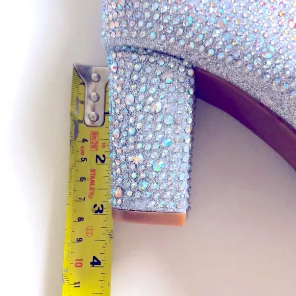 New Sparkle Glam White Rhinestone Boots