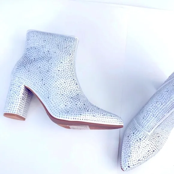 New Sparkle Glam White Rhinestone Boots