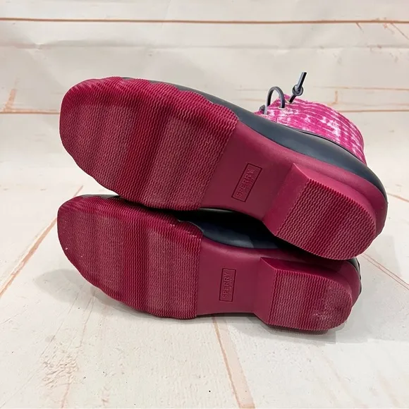 NEW Sperry Saltwater Ankle Rubber Duck Rain Snow Winter Boots Magenta Tie Dye