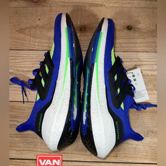 NEW SZ 11 Adidas UltraBoost 21 'Sonic Ink Screaming Green' Running Shoes S23873