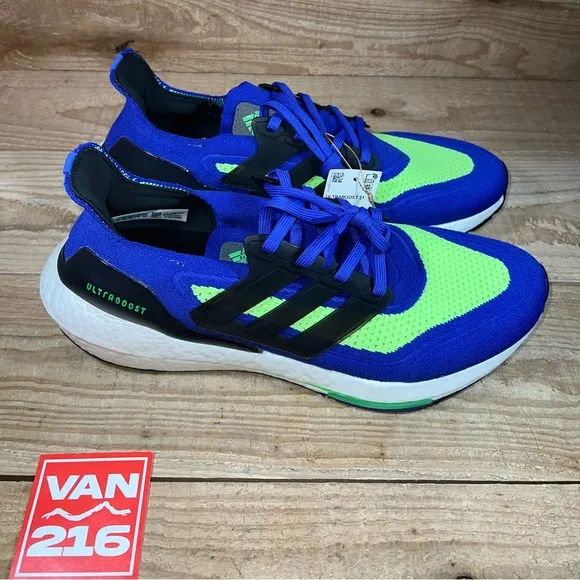 NEW SZ 11 Adidas UltraBoost 21 'Sonic Ink Screaming Green' Running Shoes S23873