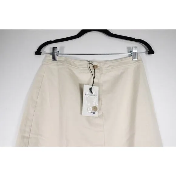 New Tuckernuck Denim Ecru Lia Maxi Skirt Cream Front Split $198 Sz 4 1725-20