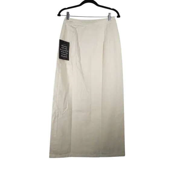 New Tuckernuck Denim Ecru Lia Maxi Skirt Cream Front Split $198 Sz 4 1725-20