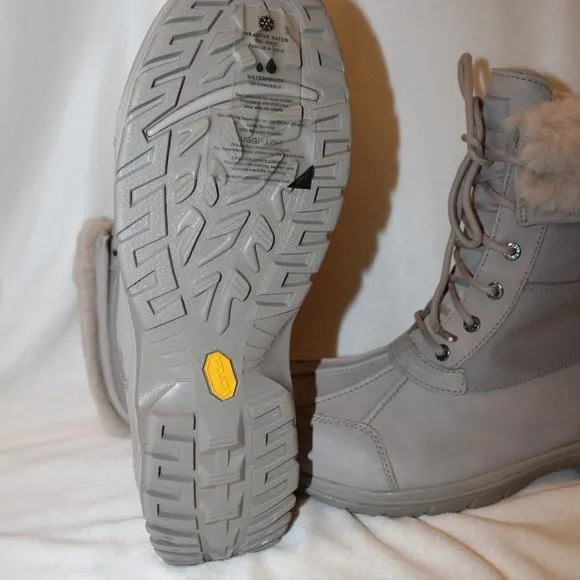 NEW UGG MEN'S‎ BUTTER WATERPROOF LEATHER SHEARLING SNOW WINTER BOOTS PUTTY GRAY