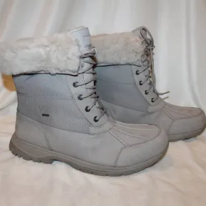 NEW UGG MEN'S‎ BUTTER WATERPROOF LEATHER SHEARLING SNOW WINTER BOOTS PUTTY GRAY