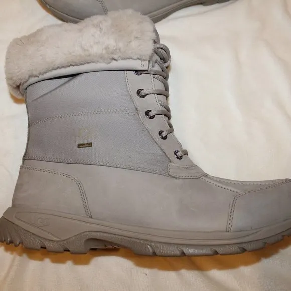 NEW UGG MEN'S‎ BUTTER WATERPROOF LEATHER SHEARLING SNOW WINTER BOOTS PUTTY GRAY