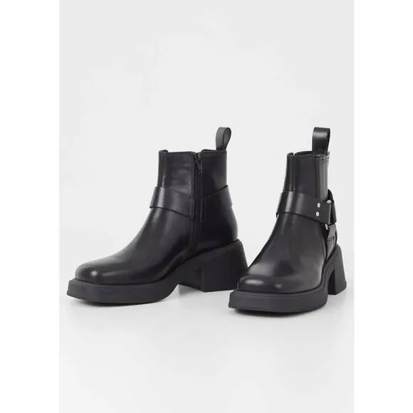 NEW VAGABOND SHOEMAKERS women's dorah ankle harness moto boot in black