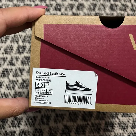 New VANS Knu Skool Elastic Lace Little Kids Shoes Toddler Size 6
