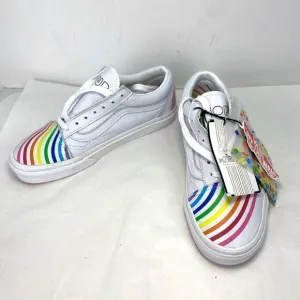 New Vans Old Skool Flour Shop White Leather Rainbow Sneakers NWOB