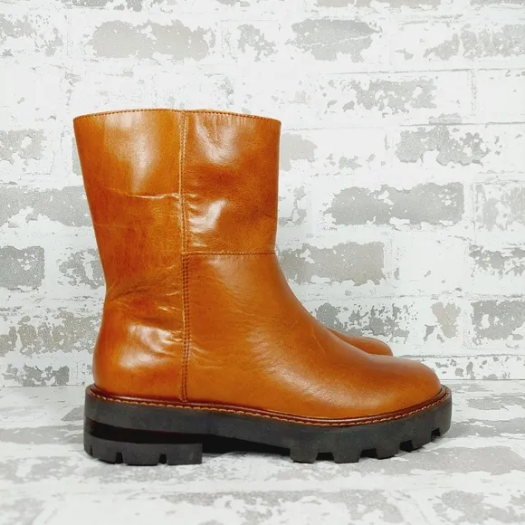 NEW Vince Camuto Telvanni Brown Leather Slip On Fall Ankle Boots V355