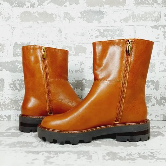 NEW Vince Camuto Telvanni Brown Leather Slip On Fall Ankle Boots V355