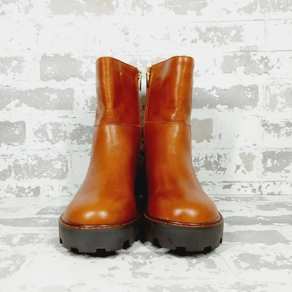 NEW Vince Camuto Telvanni Brown Leather Slip On Fall Ankle Boots V355