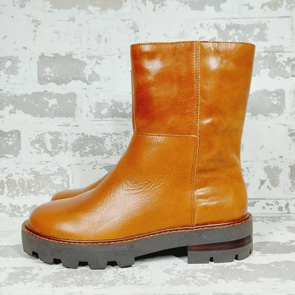 NEW Vince Camuto Telvanni Brown Leather Slip On Fall Ankle Boots V355