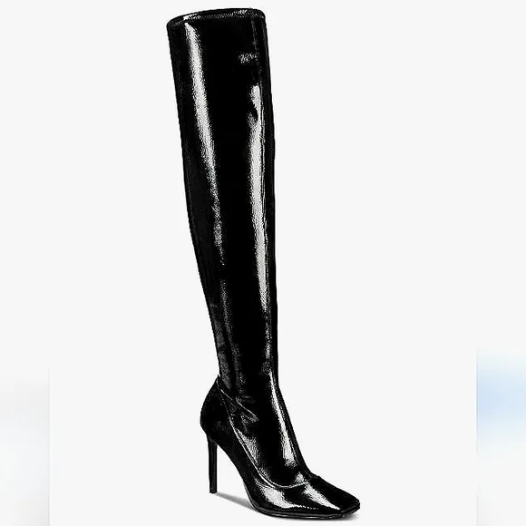 New w/Box Inc International Concepts Keenah Vegan Patent Leather Thigh High Boot