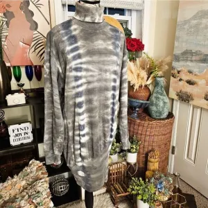 New Young Fabulous &amp; Broke Tye Dye TurtleNeck Asymmetrical Mini Sweater Dress.