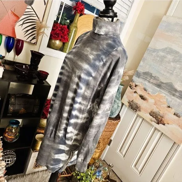 New Young Fabulous &amp; Broke Tye Dye TurtleNeck Asymmetrical Mini Sweater Dress.