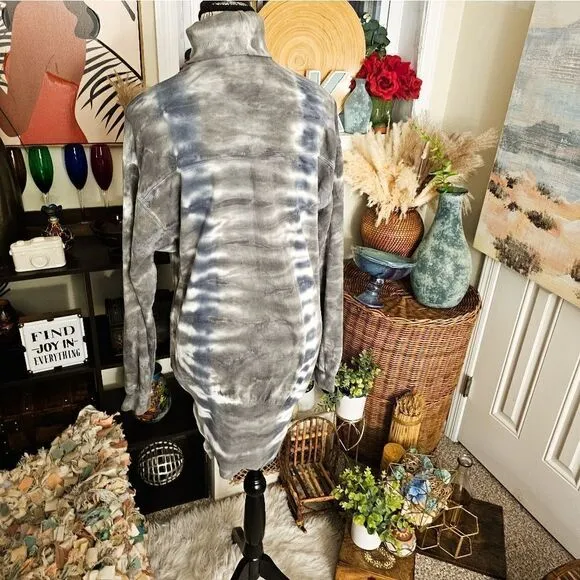 New Young Fabulous &amp; Broke Tye Dye TurtleNeck Asymmetrical Mini Sweater Dress.