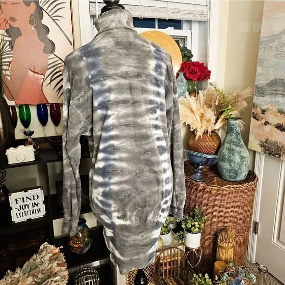 New Young Fabulous &amp; Broke Tye Dye TurtleNeck Asymmetrical Mini Sweater Dress.