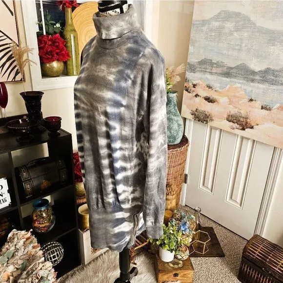 New Young Fabulous &amp; Broke Tye Dye TurtleNeck Asymmetrical Mini Sweater Dress.