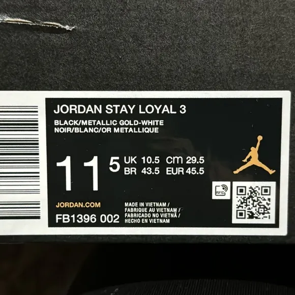 🫨NEW🔐Jordan STAY LOYAL 3 tennis shoes sneakers MEN 11.5 GS BLACK METALLIC GOLD