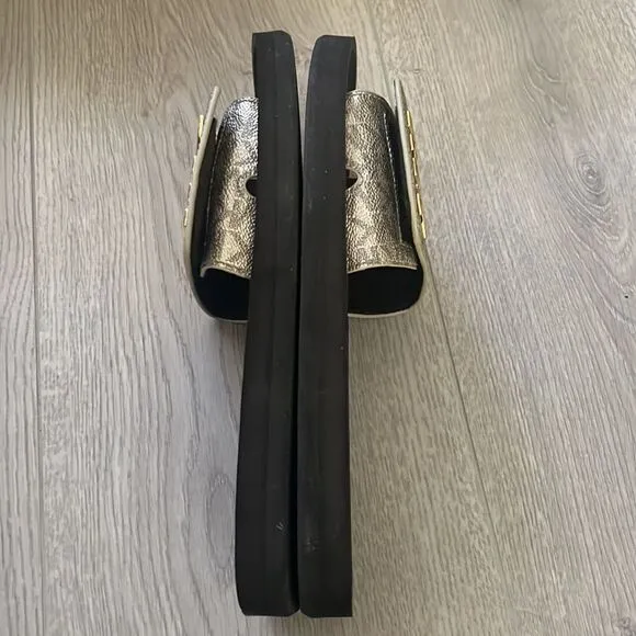 NEW MICHAEL KORS slides sandals gold 7