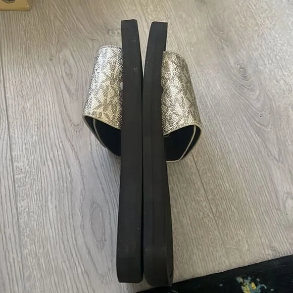 NEW MICHAEL KORS slides sandals gold 7